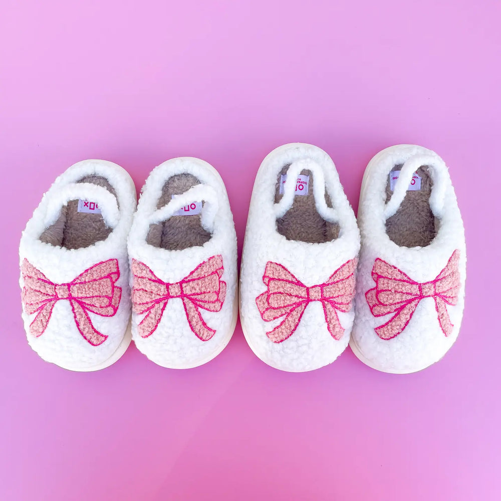 Toddler/Kids Pink Bow Slippers