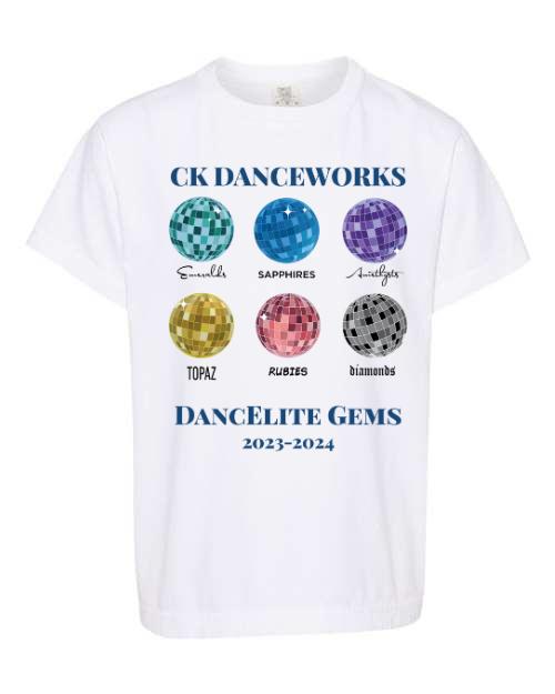 2023 White DancElite Gems Adult T-Shirts - EXTRAS